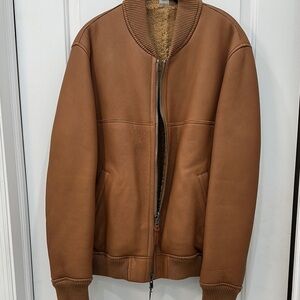 Men's Brown Leather Bomber Jacket